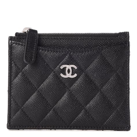 chanel cc zip card holder quilted caviar|CHANEL Caviar Quilted CC Zip Around Card Holder Black .